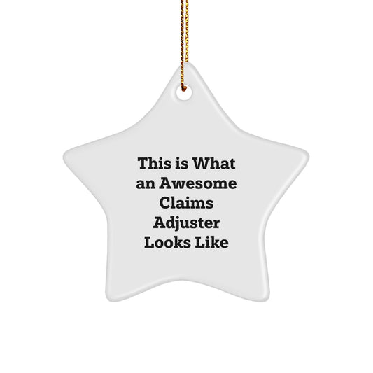 Claims Adjuster Gifts, Funny Quote Star Ornament, Gifts from Coworkers, for Christmas, Durable MDF Star Shaped Decoration - Victory Thru Vision