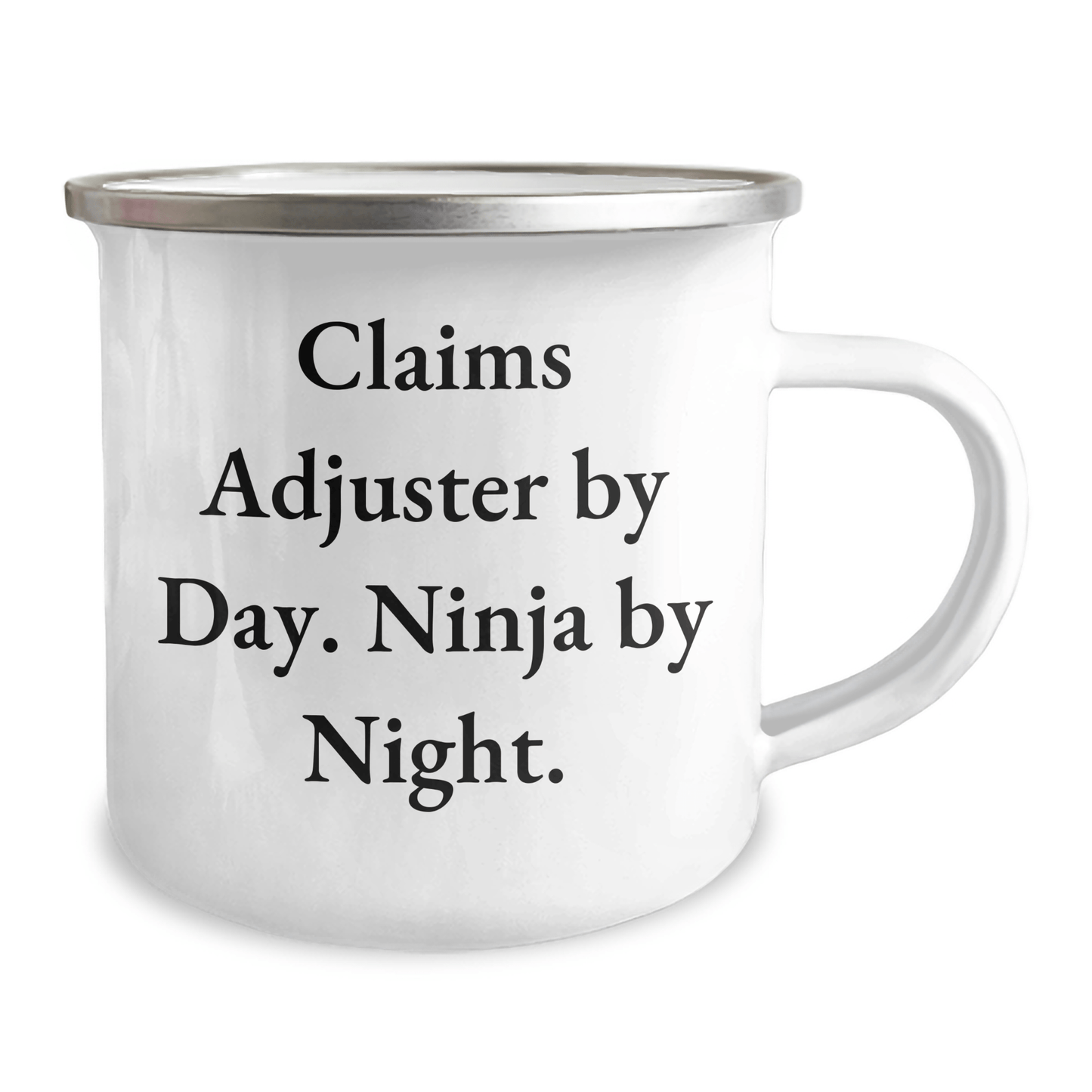 Claims Adjuster Humor Gifts from Friends for Graduation Unique Mugs, 'Claims Adjuster By Day. Ninja By Night.' Funny Quote, 12 oz Stainless Steel Camping Mug - Victory Thru Vision