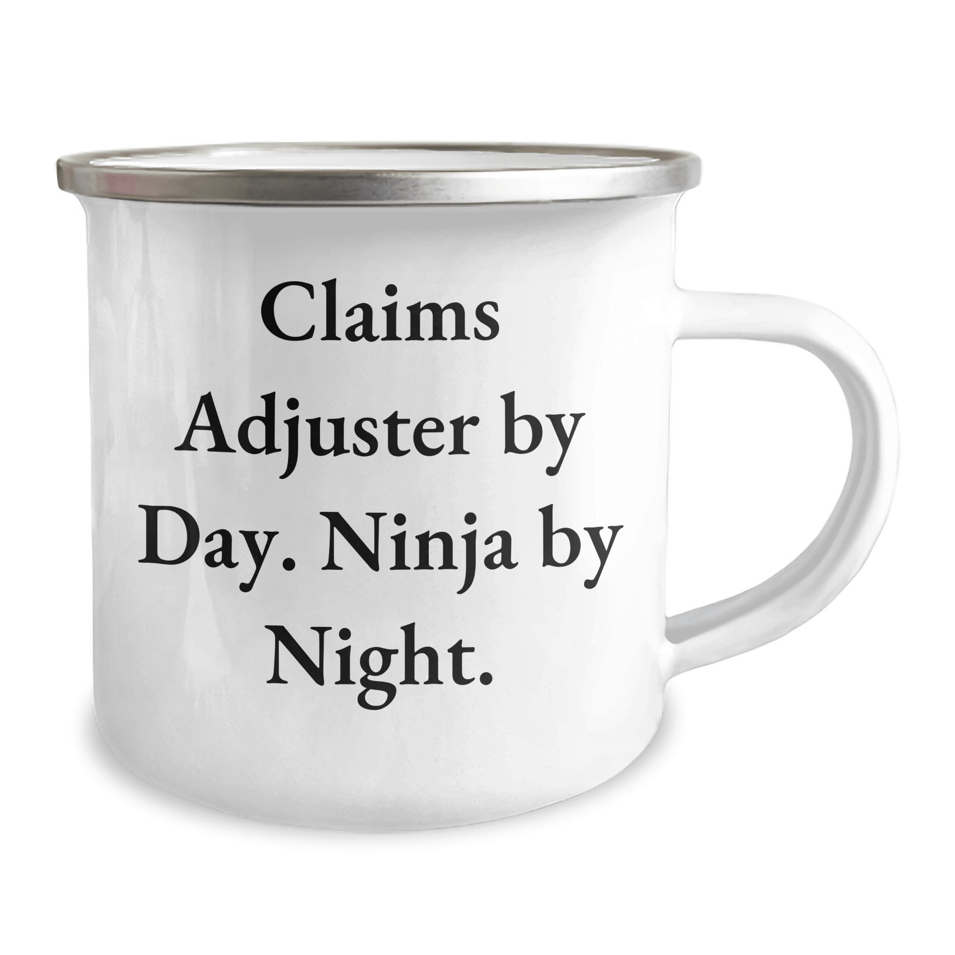 Claims Adjuster Humor Gifts from Friends for Graduation Unique Mugs, 'Claims Adjuster By Day. Ninja By Night.' Funny Quote, 12 oz Stainless Steel Camping Mug - Victory Thru Vision