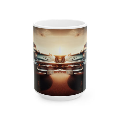 Classic Car Ceramic Mug, 1957 Chevy Bel Air Coffee Cup, Vintage Chevy Tea Mug, Gift for Vehicle Enthusiast - Victory Thru Vision