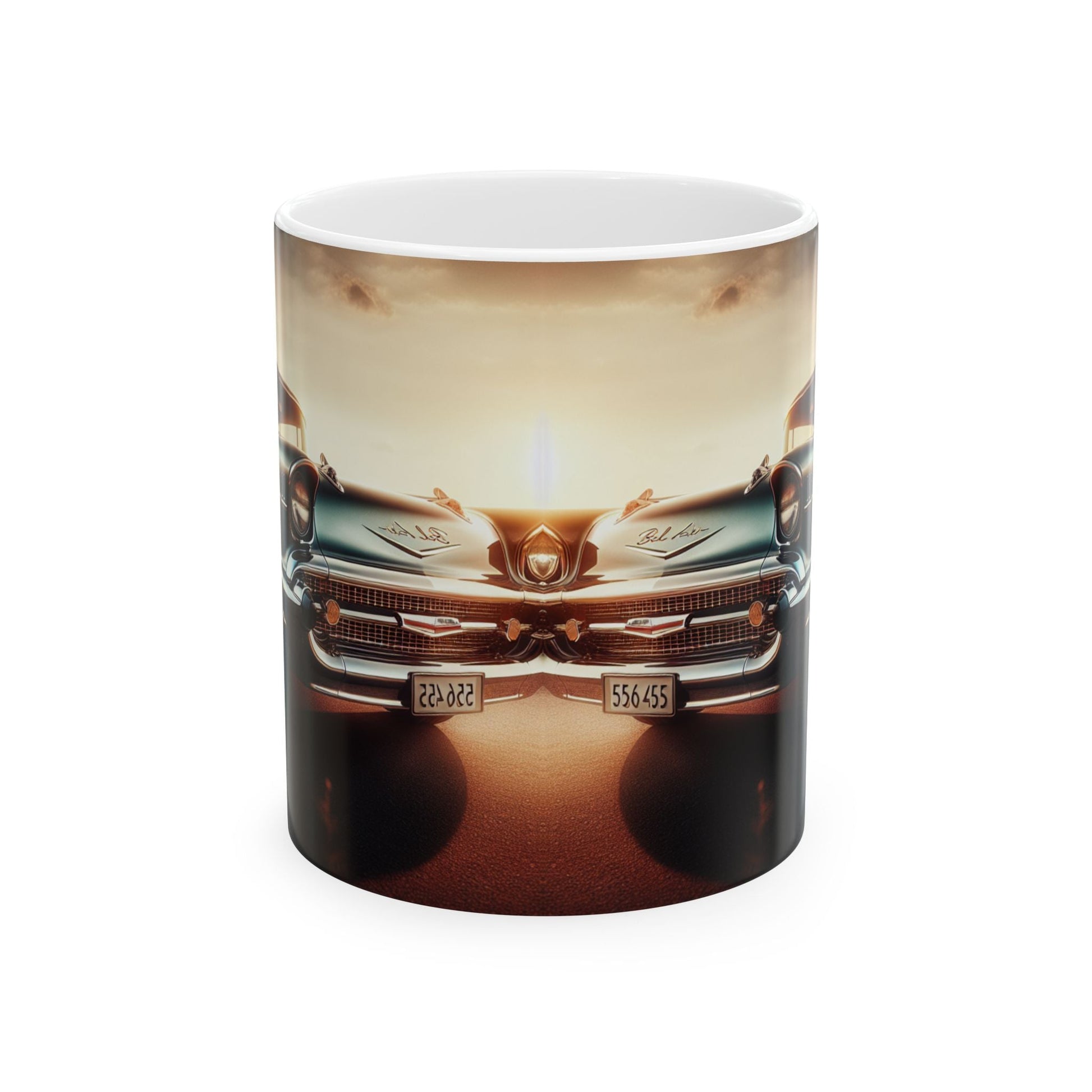 Classic Car Ceramic Mug, 1957 Chevy Bel Air Coffee Cup, Vintage Chevy Tea Mug, Gift for Vehicle Enthusiast - Victory Thru Vision