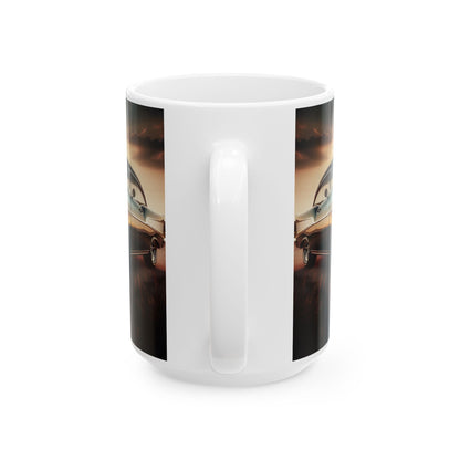 Classic Car Ceramic Mug, 1957 Chevy Bel Air Coffee Cup, Vintage Chevy Tea Mug, Gift for Vehicle Enthusiast - Victory Thru Vision