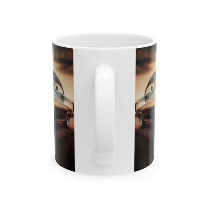 Classic Car Ceramic Mug, 1957 Chevy Bel Air Coffee Cup, Vintage Chevy Tea Mug, Gift for Vehicle Enthusiast - Victory Thru Vision
