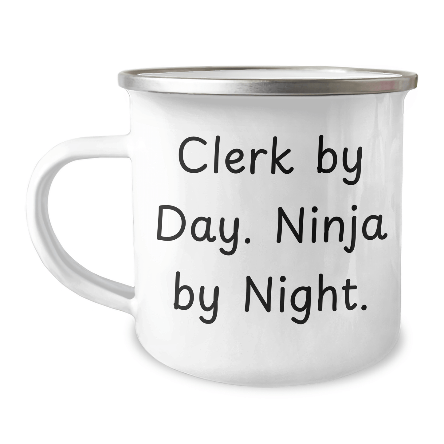 Clerk Gifts from Friends, Funny Clerk By Day. Ninja By Night. Graduation Unique Gifts, Camping Mug for Clerk - Victory Thru Vision