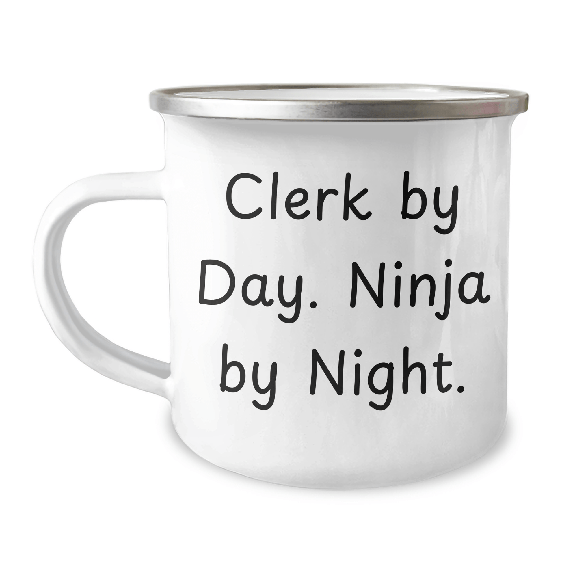 Clerk Gifts from Friends, Funny Clerk By Day. Ninja By Night. Graduation Unique Gifts, Camping Mug for Clerk - Victory Thru Vision