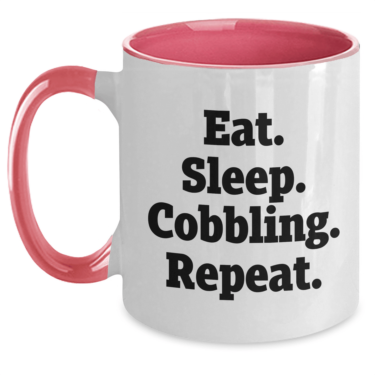 Cobbling Enthusiast Gifts from Friends and Family - Two Tone Coffee Mug with Funny Eat. Sleep. Cobbling. Repeat. Quote, Perfect for Father's Day - Victory Thru Vision 