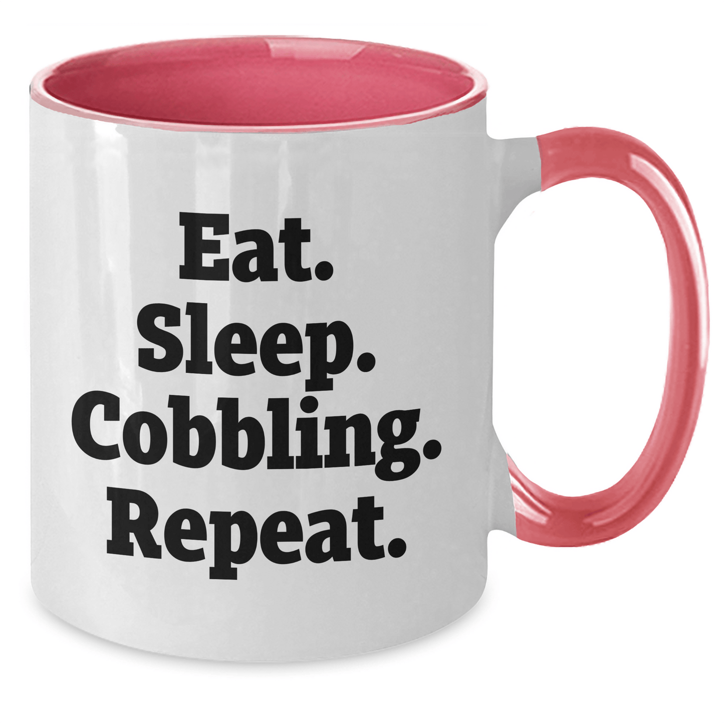 Cobbling Enthusiast Gifts from Friends and Family - Two Tone Coffee Mug with Funny Eat. Sleep. Cobbling. Repeat. Quote, Perfect for Father's Day - Victory Thru Vision 
