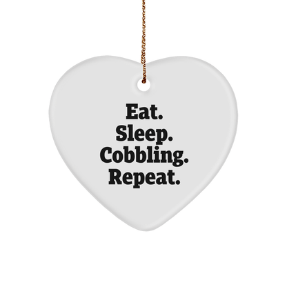 Cobbling Gifts from Friends for Cobbling Lovers - Eat. Sleep. Cobbling. Repeat. Heart Ornament - Victory Thru Vision