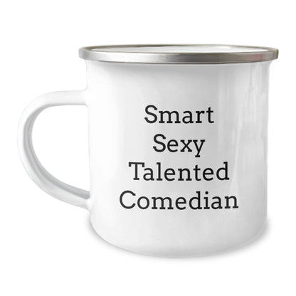 Comedian Gifts from Friends for Graduation - Funny Smart Sexy Talented Comedian Camping Mug, 12 oz Stainless Steel with Enamel Finish - Victory Thru Vision