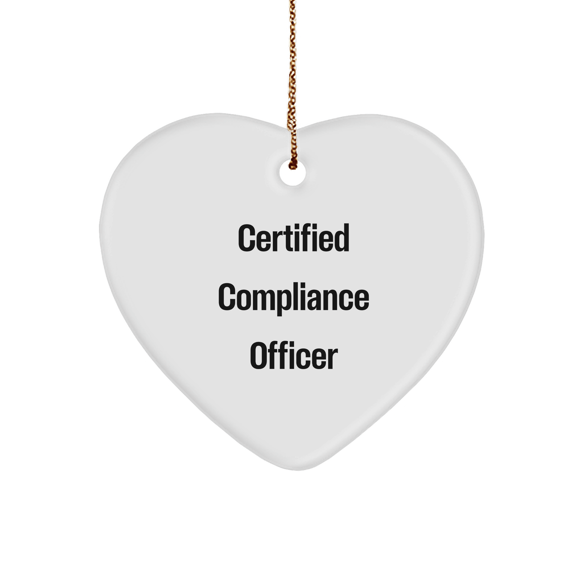 Compliance Officer Gifts from Friends - Christmas Heart Ornament with 'Certified Compliance Officer' Quote, Perfect for Compliance Officer Birthday or Holiday Season - Victory Thru Vision 