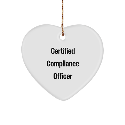 Compliance Officer Gifts from Friends - Christmas Heart Ornament with 'Certified Compliance Officer' Quote, Perfect for Compliance Officer Birthday or Holiday Season - Victory Thru Vision 