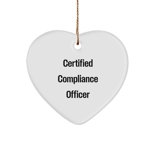 Compliance Officer Gifts from Friends - Christmas Heart Ornament with 'Certified Compliance Officer' Quote, Perfect for Compliance Officer Birthday or Holiday Season - Victory Thru Vision 