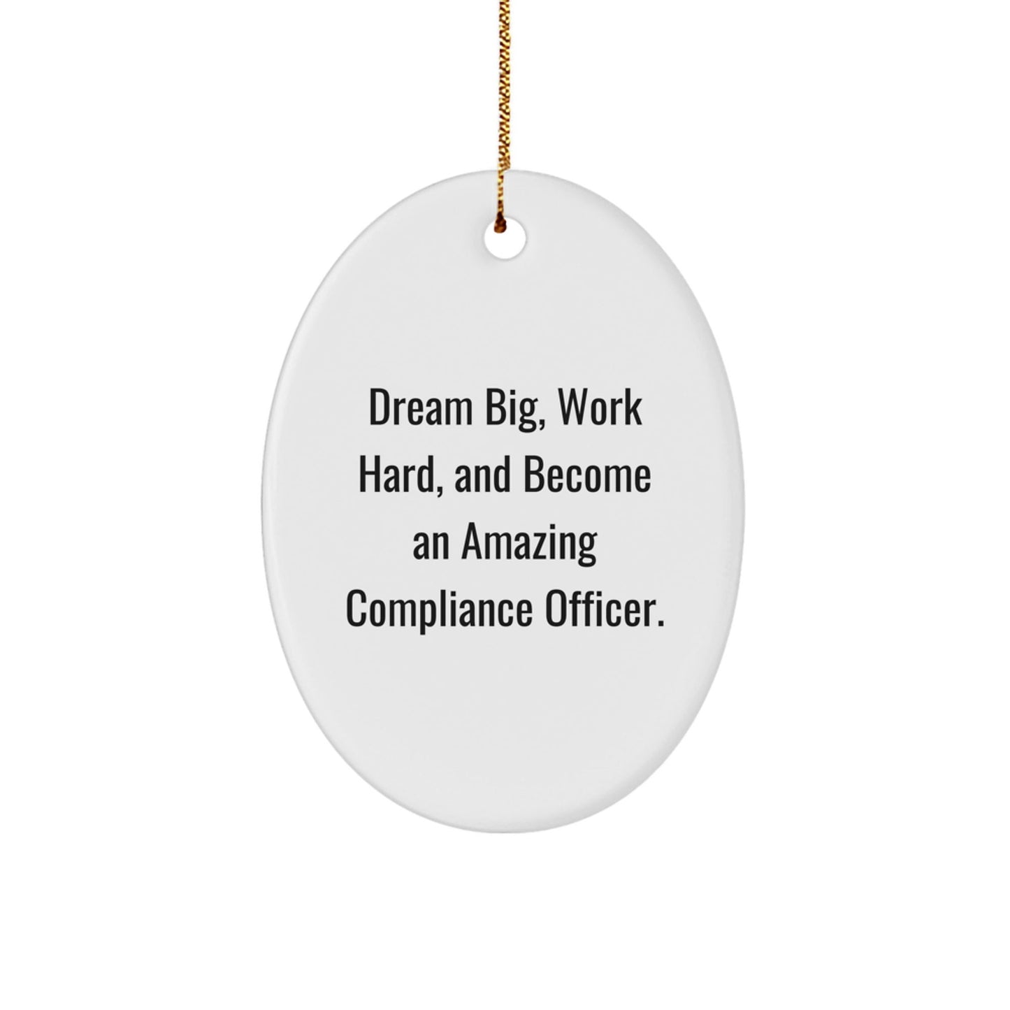 Compliance Officer Gifts from Friends, Funny Oval Ornament with Dream Big Quote, Unique Christmas Unique Gifts for Men, Women, Coworkers, Family - Victory Thru Vision