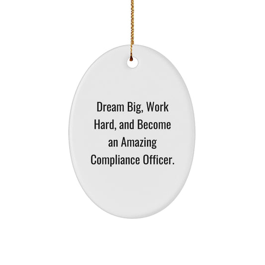 Compliance Officer Gifts from Friends, Funny Oval Ornament with Dream Big Quote, Unique Christmas Unique Gifts for Men, Women, Coworkers, Family - Victory Thru Vision