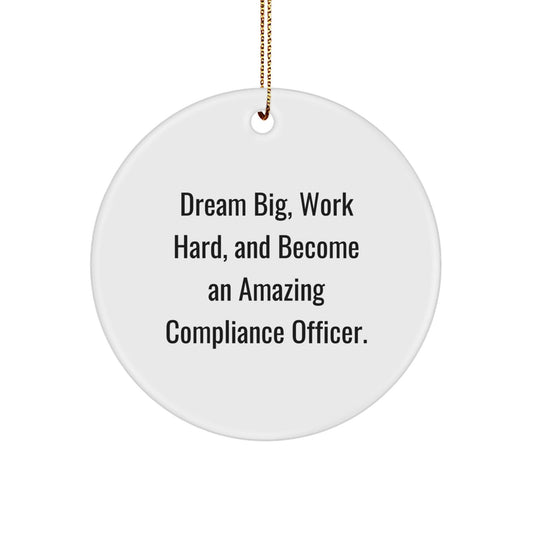 Compliance Officer Gifts: Funny Quote Inspired Circle Ornament, Gifts from Friends, Family, or Coworkers for Compliance Officer, Christmas Unique Gifts for Men or Women - Victory Thru Vision