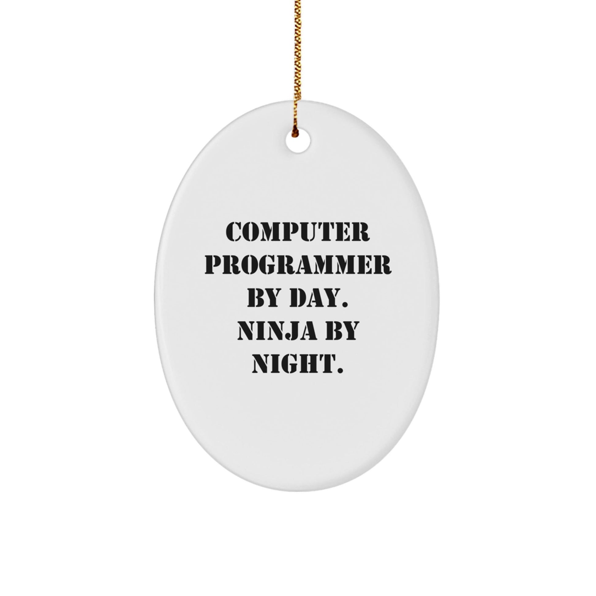 Computer Programmer Gifts from Friends, Funny Oval Ornament for Ninja By Night, Christmas Unique - Victory Thru Vision