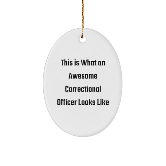 Correctional Officer Gifts from Friends and Family - This Is What Awesome Looks Like, Oval Ornament for Christmas - Victory Thru Vision