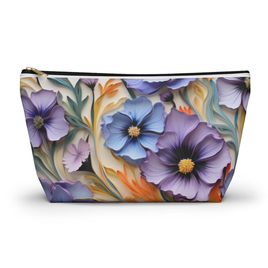 Cosmos Flower Accessory Pouch, Makeup Bag, Floral Travel Case, Botanical Zipper Pouch, Cosmetic Bag - Victory Thru Vision 