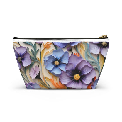 Cosmos Flower Accessory Pouch, Makeup Bag, Floral Travel Case, Botanical Zipper Pouch, Cosmetic Bag - Victory Thru Vision 