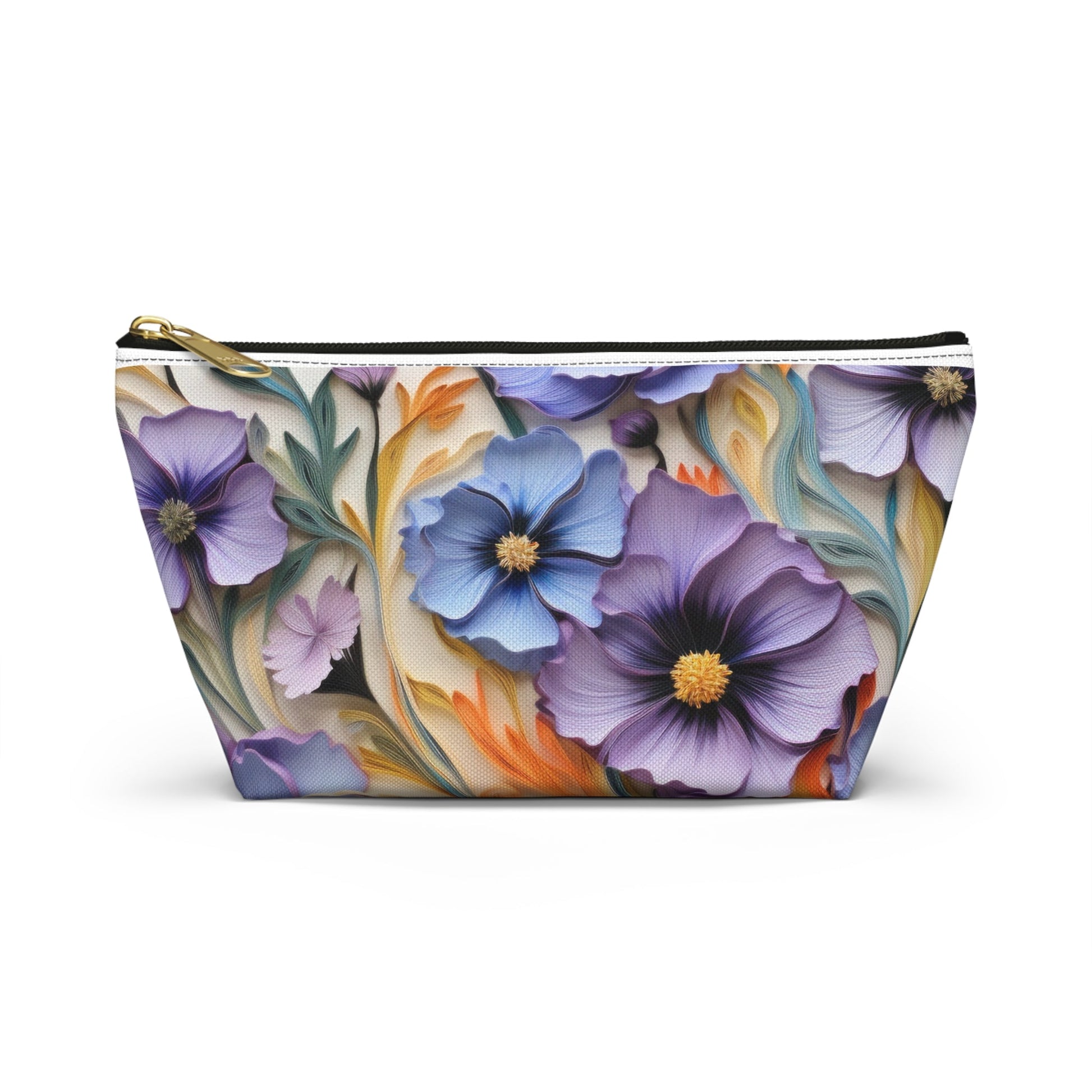 Cosmos Flower Accessory Pouch, Makeup Bag, Floral Travel Case, Botanical Zipper Pouch, Cosmetic Bag - Victory Thru Vision 