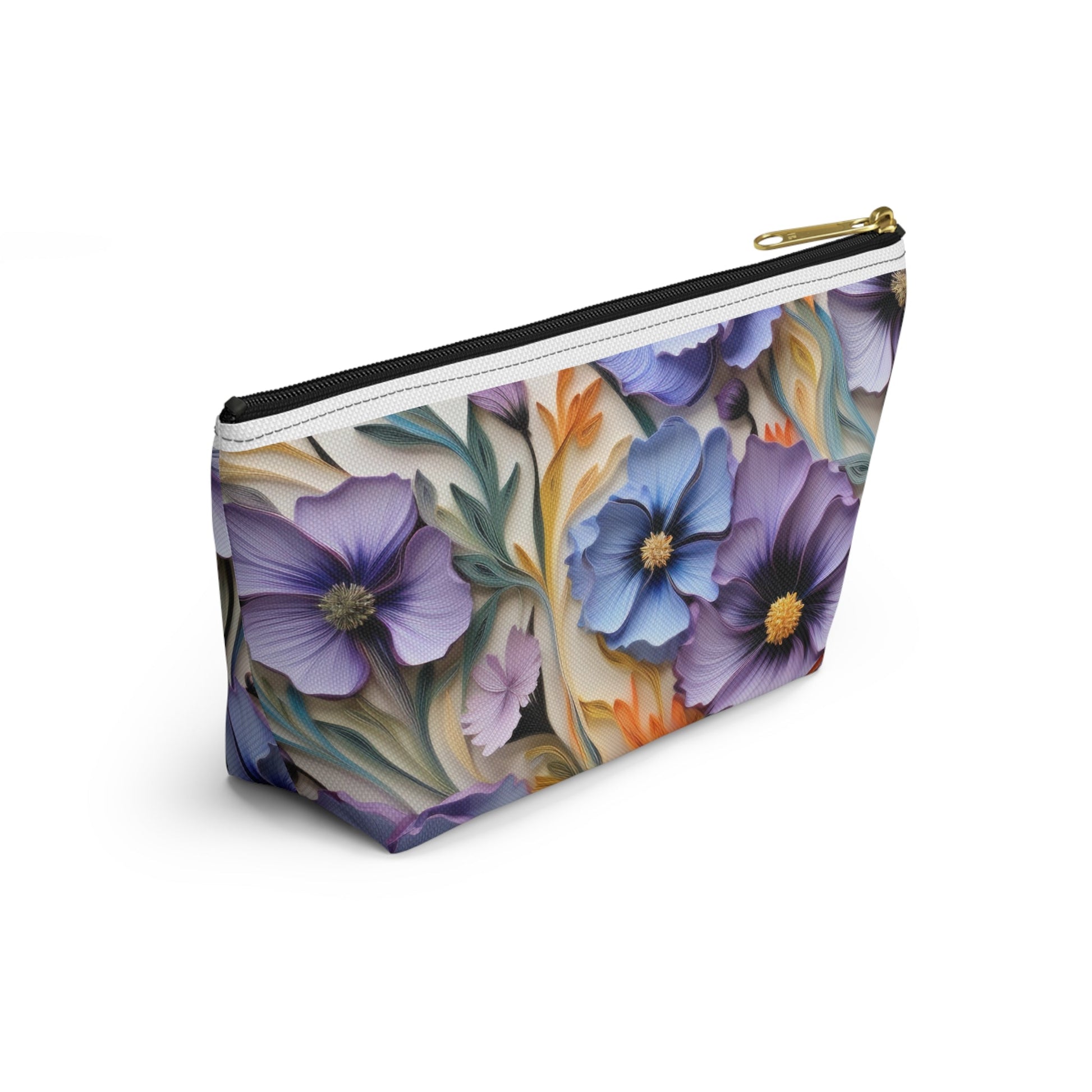Cosmos Flower Accessory Pouch, Makeup Bag, Floral Travel Case, Botanical Zipper Pouch, Cosmetic Bag - Victory Thru Vision 