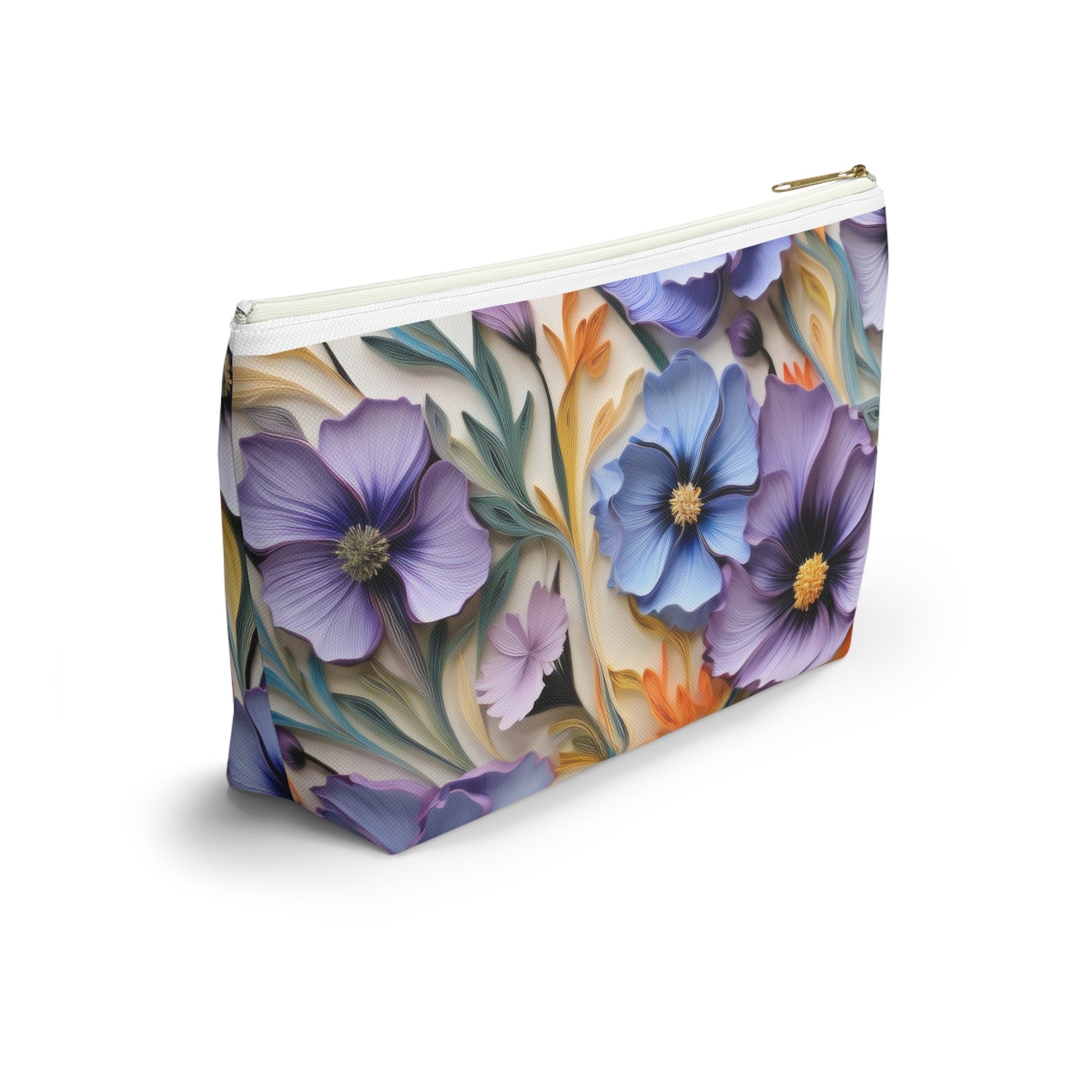 Cosmos Flower Accessory Pouch, Makeup Bag, Floral Travel Case, Botanical Zipper Pouch, Cosmetic Bag - Victory Thru Vision 