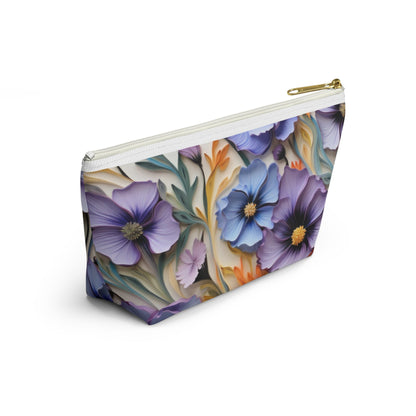 Cosmos Flower Accessory Pouch, Makeup Bag, Floral Travel Case, Botanical Zipper Pouch, Cosmetic Bag - Victory Thru Vision 