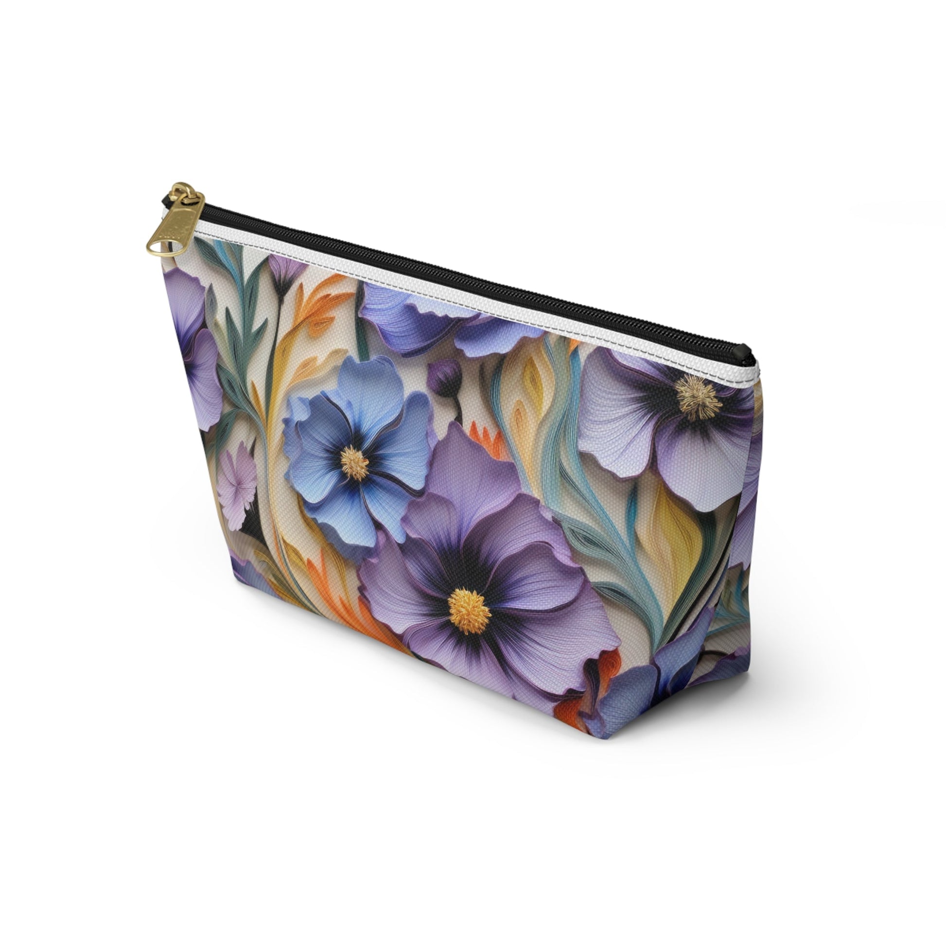 Cosmos Flower Accessory Pouch, Makeup Bag, Floral Travel Case, Botanical Zipper Pouch, Cosmetic Bag - Victory Thru Vision 