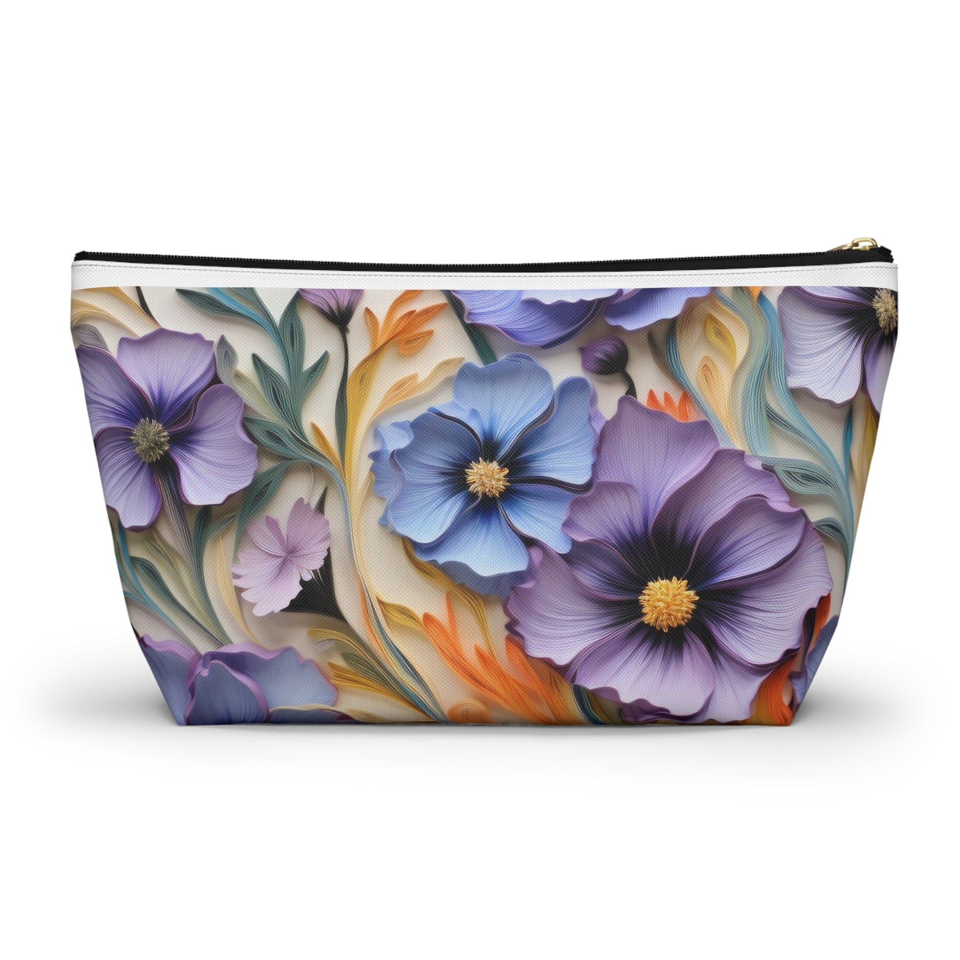 Cosmos Flower Accessory Pouch, Makeup Bag, Floral Travel Case, Botanical Zipper Pouch, Cosmetic Bag - Victory Thru Vision 