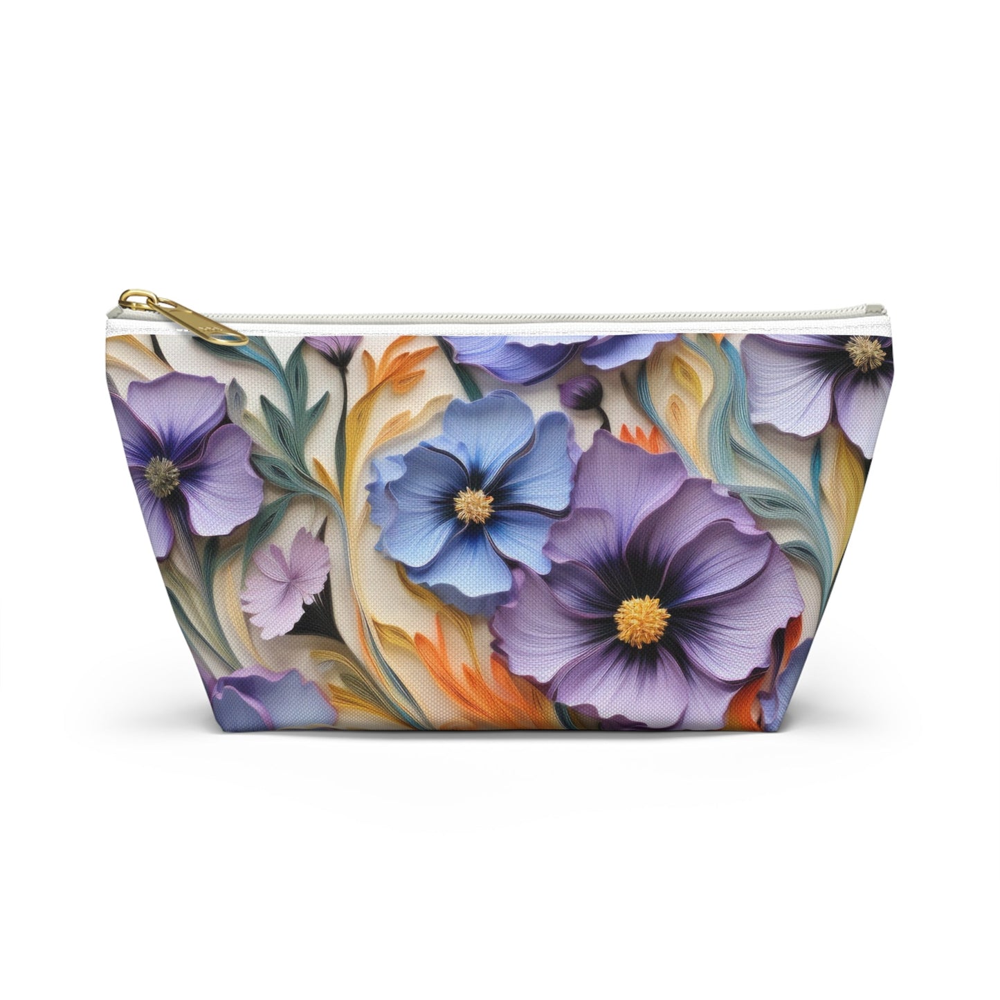 Cosmos Flower Accessory Pouch, Makeup Bag, Floral Travel Case, Botanical Zipper Pouch, Cosmetic Bag - Victory Thru Vision 