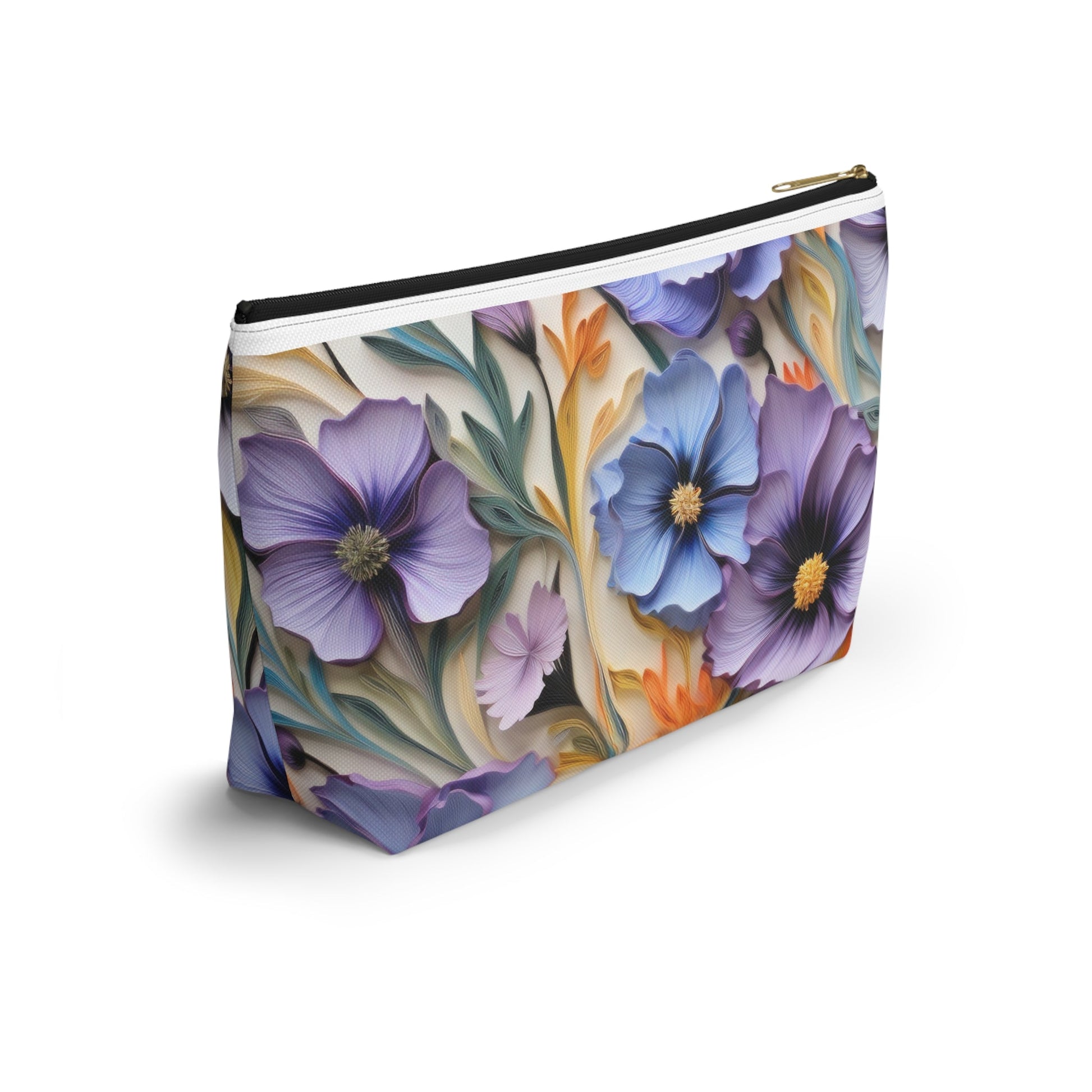 Cosmos Flower Accessory Pouch, Makeup Bag, Floral Travel Case, Botanical Zipper Pouch, Cosmetic Bag - Victory Thru Vision 