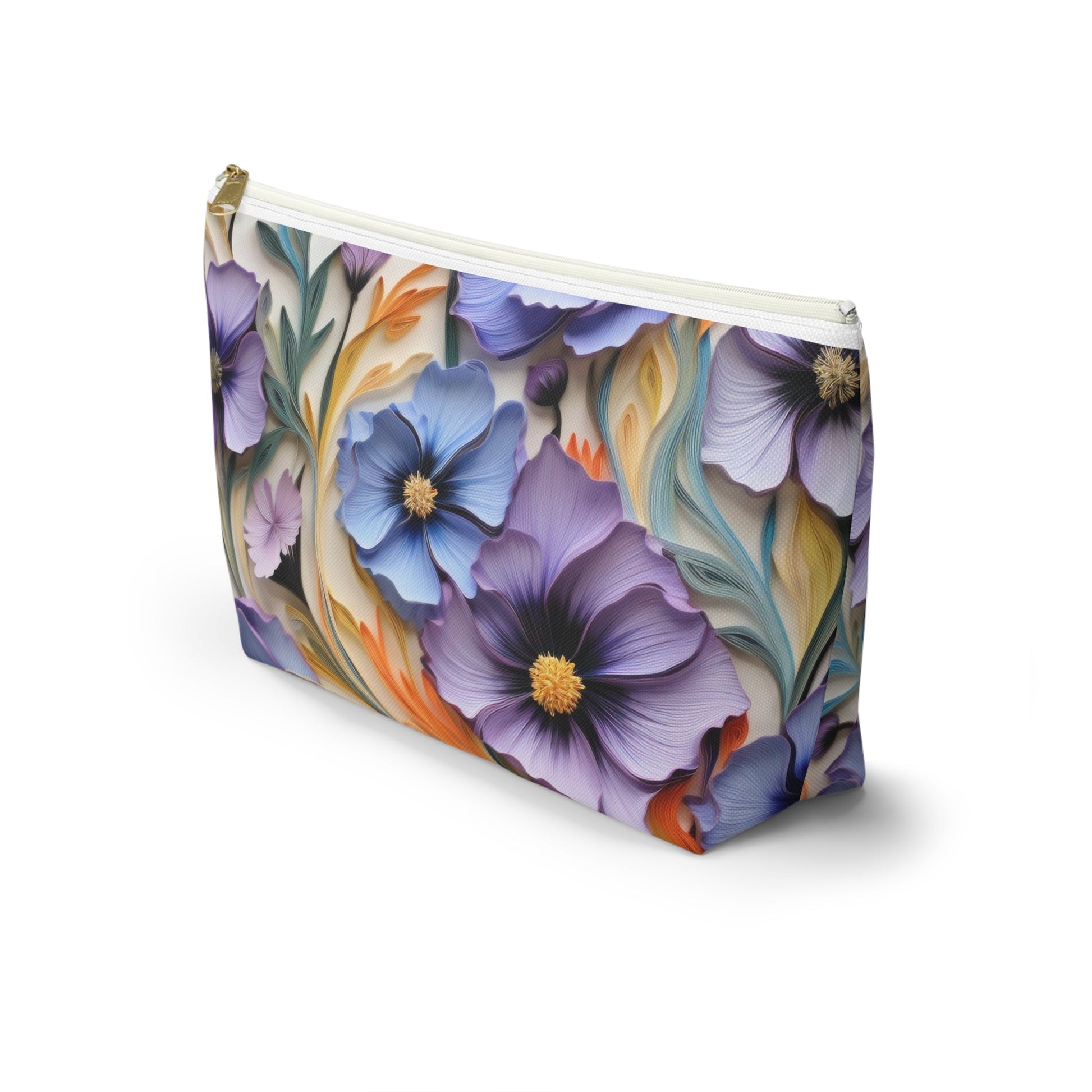 Cosmos Flower Accessory Pouch, Makeup Bag, Floral Travel Case, Botanical Zipper Pouch, Cosmetic Bag - Victory Thru Vision 