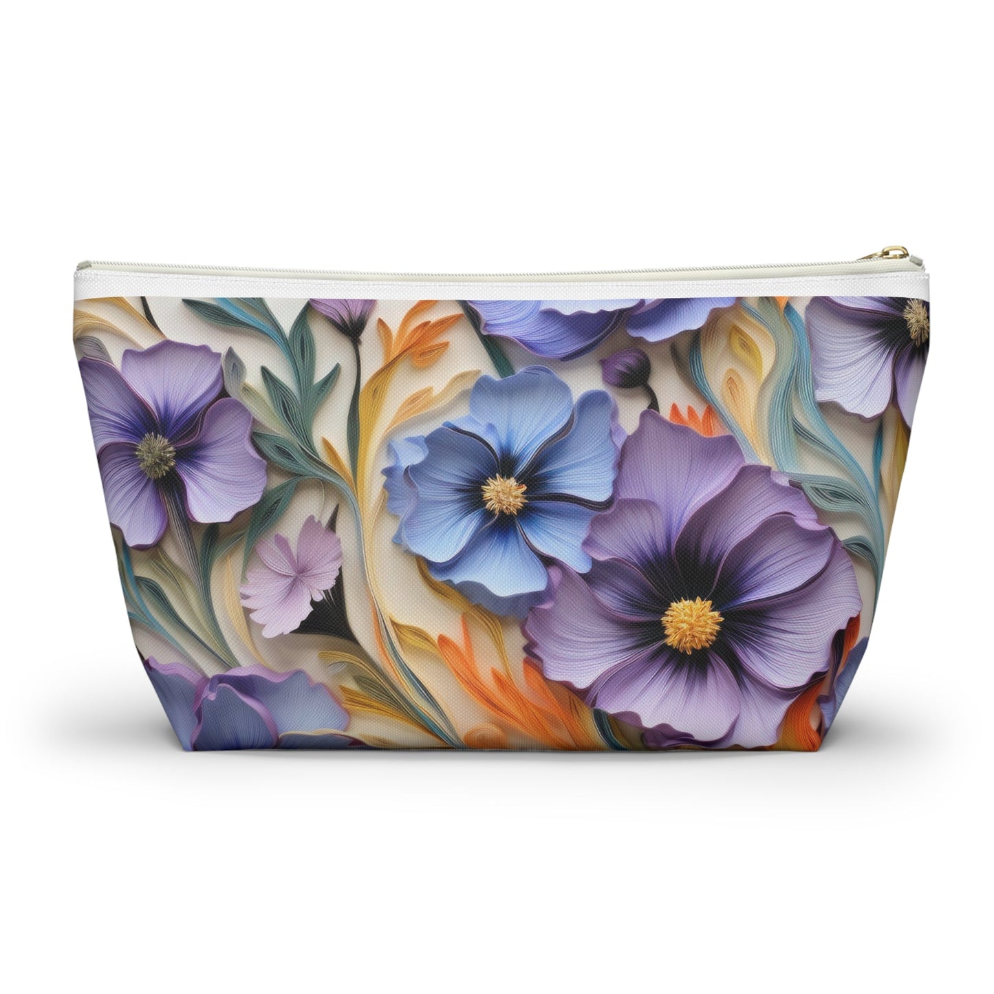 Cosmos Flower Accessory Pouch, Makeup Bag, Floral Travel Case, Botanical Zipper Pouch, Cosmetic Bag - Victory Thru Vision 