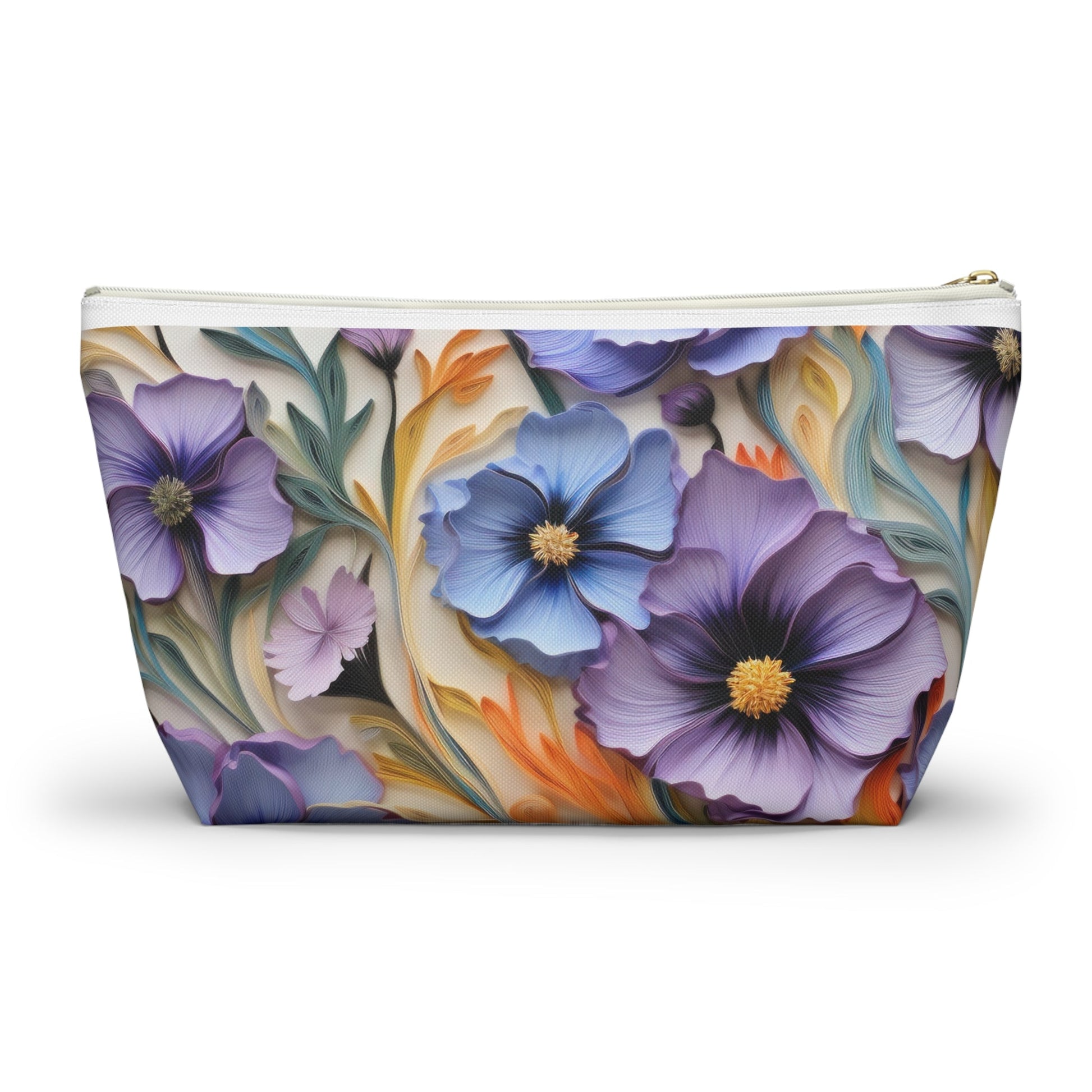 Cosmos Flower Accessory Pouch, Makeup Bag, Floral Travel Case, Botanical Zipper Pouch, Cosmetic Bag - Victory Thru Vision 