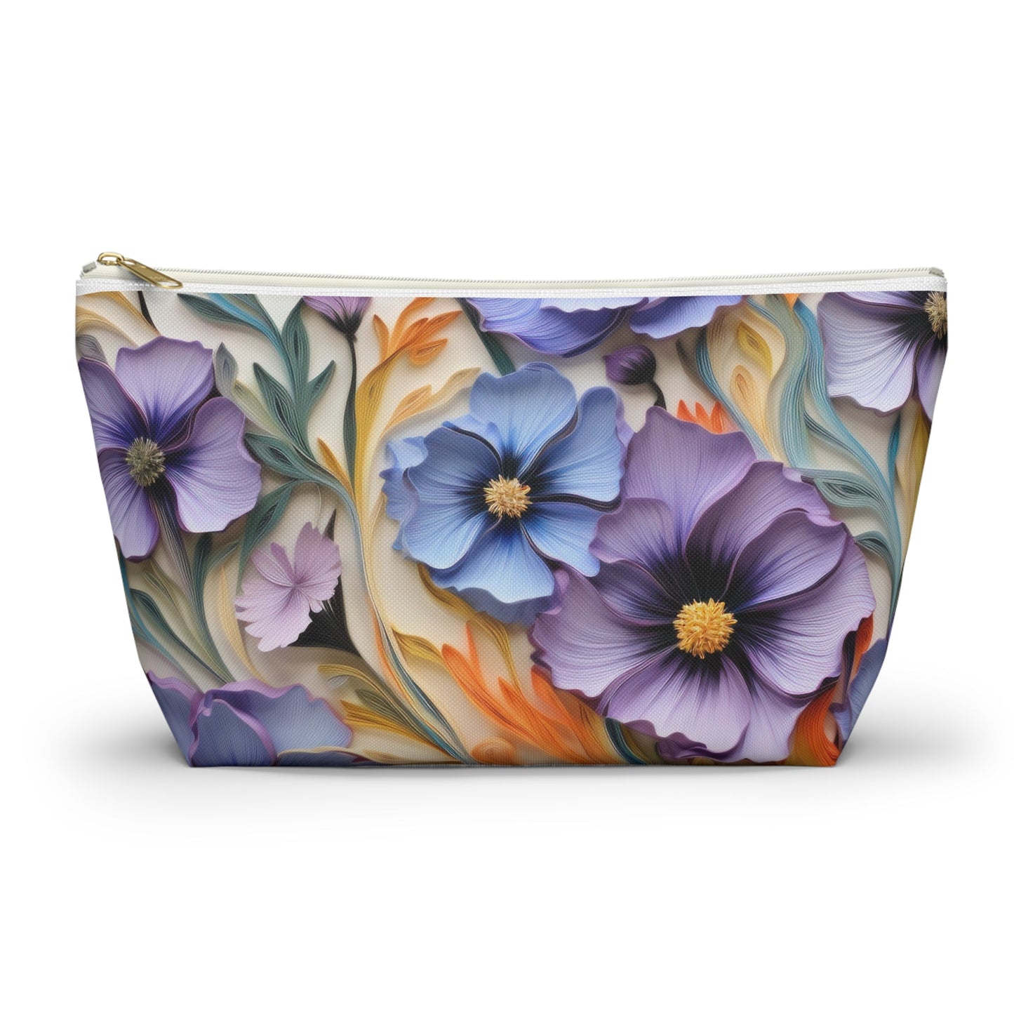 Cosmos Flower Accessory Pouch, Makeup Bag, Floral Travel Case, Botanical Zipper Pouch, Cosmetic Bag - Victory Thru Vision 