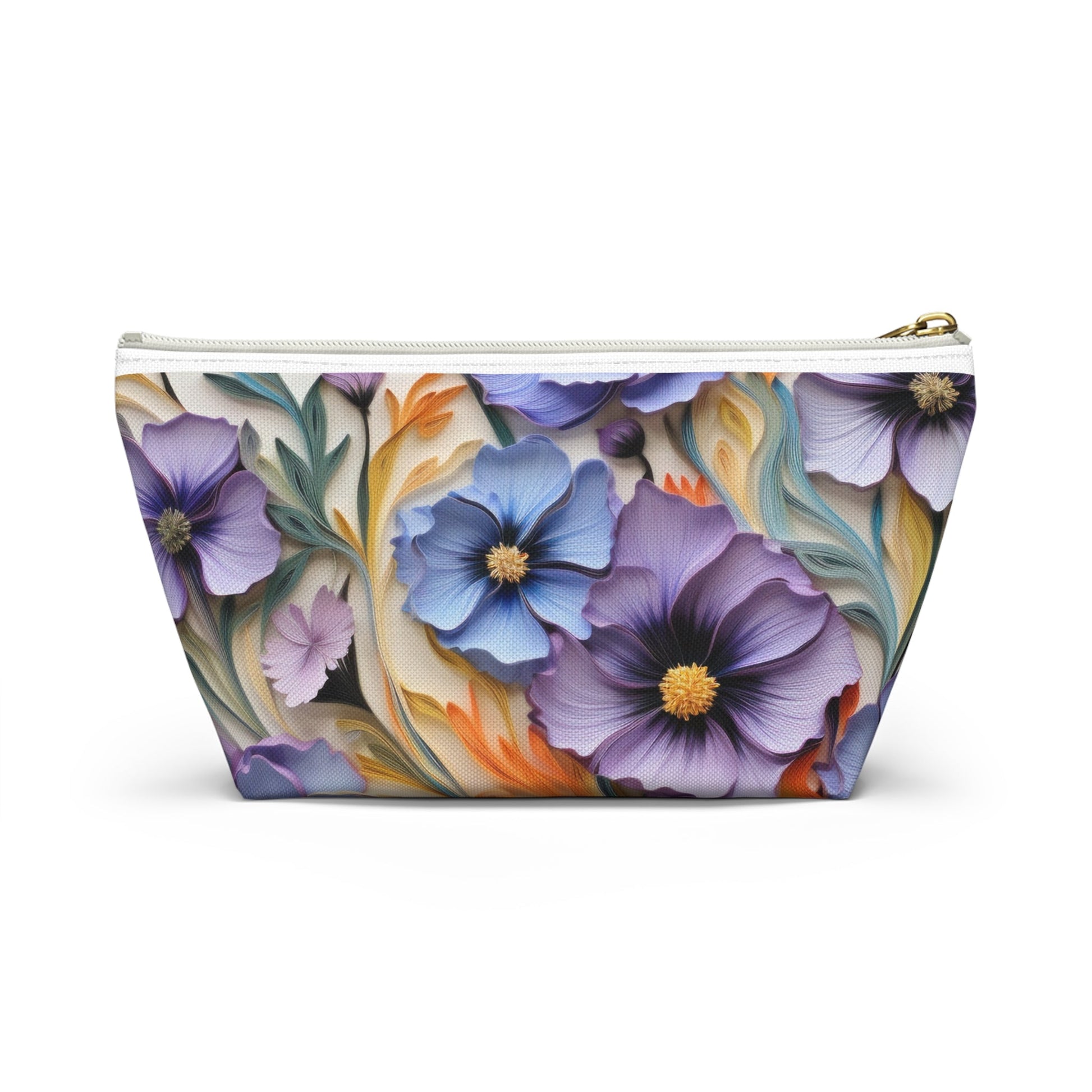 Cosmos Flower Accessory Pouch, Makeup Bag, Floral Travel Case, Botanical Zipper Pouch, Cosmetic Bag - Victory Thru Vision 