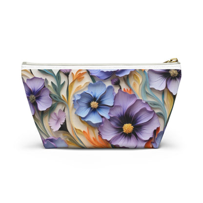 Cosmos Flower Accessory Pouch, Makeup Bag, Floral Travel Case, Botanical Zipper Pouch, Cosmetic Bag - Victory Thru Vision 