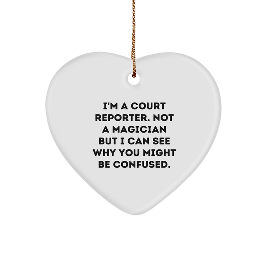 Court Reporter Gifts, Funny Quote Ornament, Heart - Shaped MDF, Gifts from Family to Court Reporters, Unique Christmas Unique Gifts for Women - Victory Thru Vision