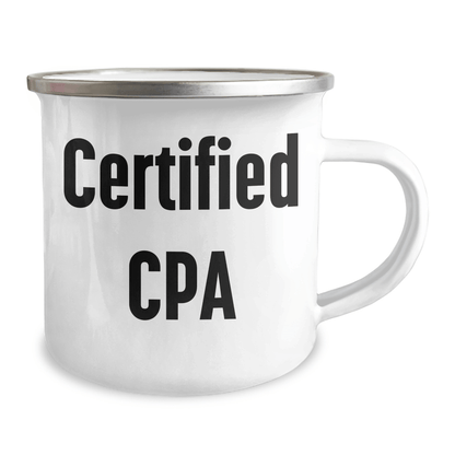 CPA Camping Mug, Funny Quote Gifts from Men for Father's Day, 12 oz Stainless Steel with Enamel Finish, Perfect for CPA Enthusiasts, Gifts from Family to CPA, Camping Mug for CPA - Victory Thru Vision 
