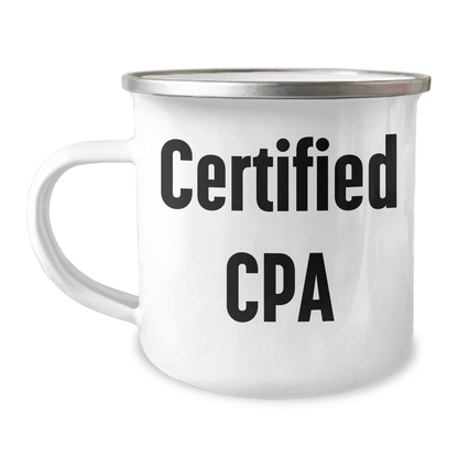 CPA Camping Mug, Funny Quote Gifts from Men for Father's Day, 12 oz Stainless Steel with Enamel Finish, Perfect for CPA Enthusiasts, Gifts from Family to CPA, Camping Mug for CPA - Victory Thru Vision 