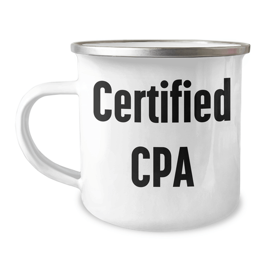 CPA Camping Mug, Funny Quote Gifts from Men for Father's Day, 12 oz Stainless Steel with Enamel Finish, Perfect for CPA Enthusiasts, Gifts from Family to CPA, Camping Mug for CPA - Victory Thru Vision 