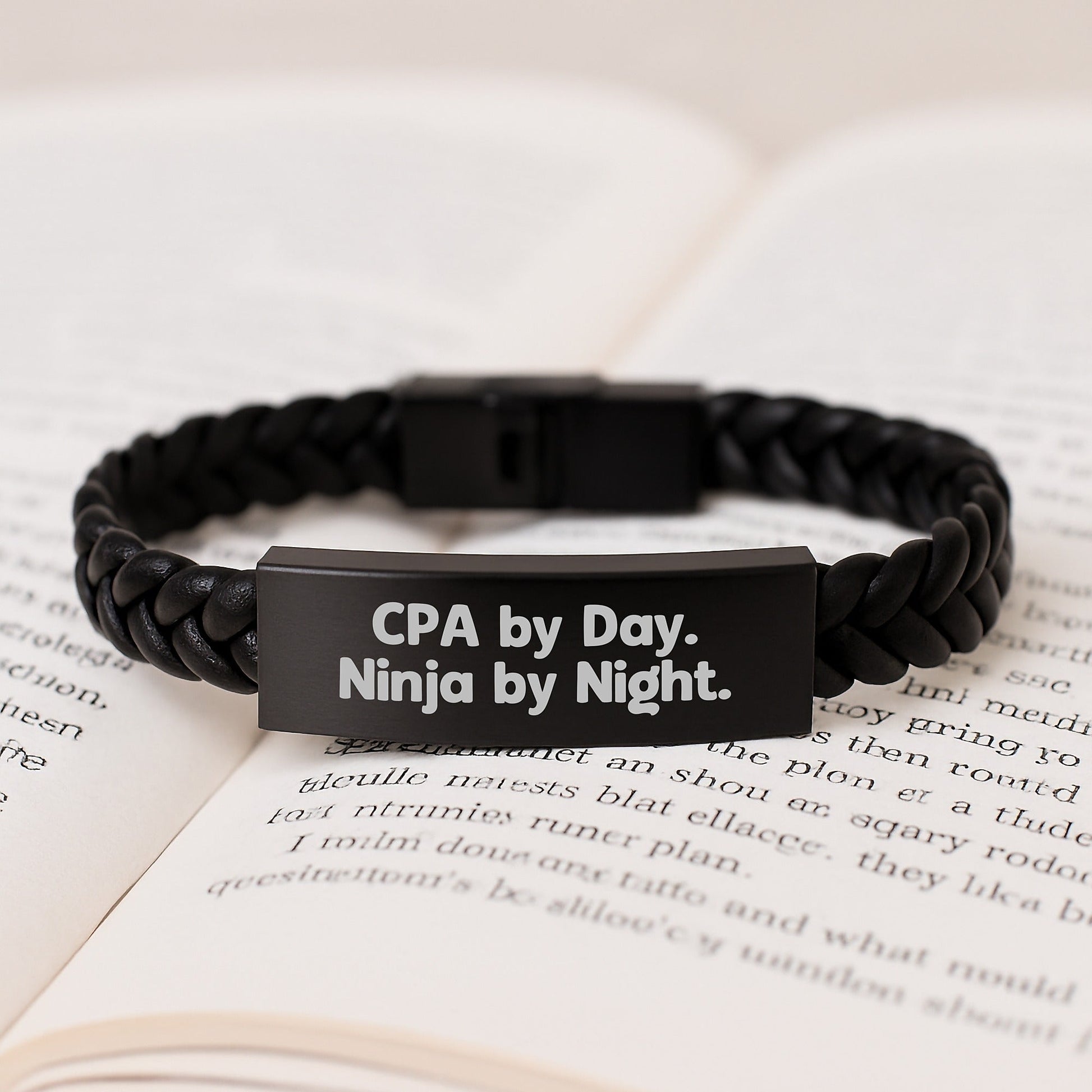 CPA Gifts, Interlaced Leather Bracelets for Men, Funny Quote 'Cpa By Day. Ninja By Night.', Birthday Unique Gifts from Friends to Family - Victory Thru Vision