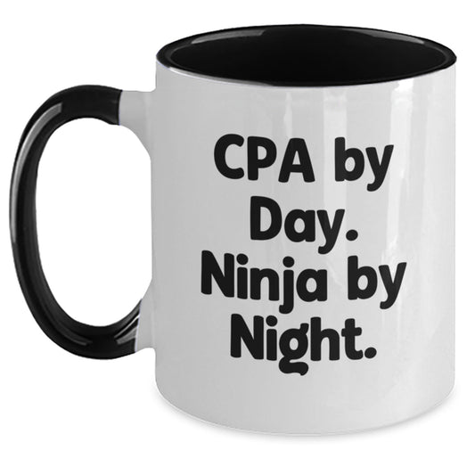 CPA Ninja Coffee Mug Gifts from Friends for CPA Birthday Fun, Funny Two Tone Mugs - Victory Thru Vision