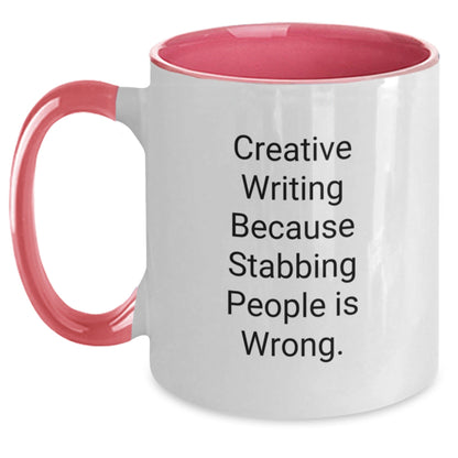 Creative Writing Humor Gifts from Friends for Creative Writing Enthusiasts, Funny Two Tone Coffee Mug for Graduation - Victory Thru Vision