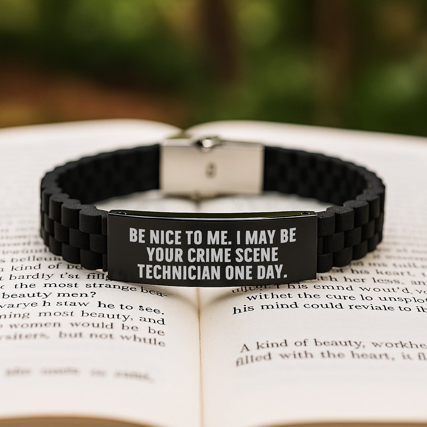 Crime Scene Technician Gifts from Friends - Be Nice To Me. I May Be Your Crime Scene Technician One Day. - Glide lock Clasp Bracelet for Men and Women Graduation Unique Gifts - Victory Thru Vision