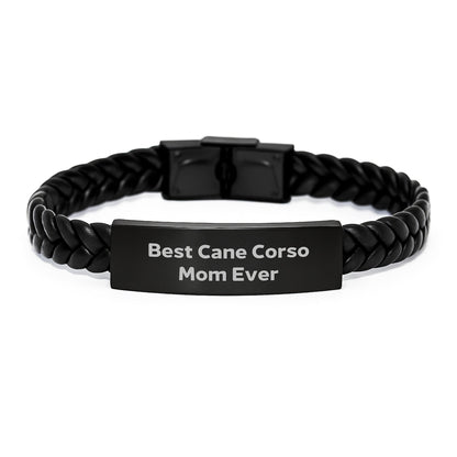 Cute Cane Corso Mom Ever Gifts for Birthday - Interlaced Leather Bracelet from Friends - Unique Presents for Cane Corso Dog Lovers - Victory Thru Vision
