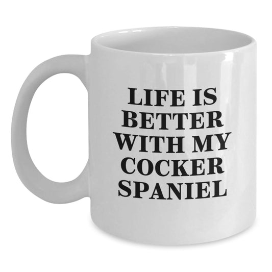 Cute Cocker Spaniel Dog Gifts from Friends for Cocker Spaniel Dog Lovers, Inspirational White Coffee Mug for Birthday - Victory Thru Vision