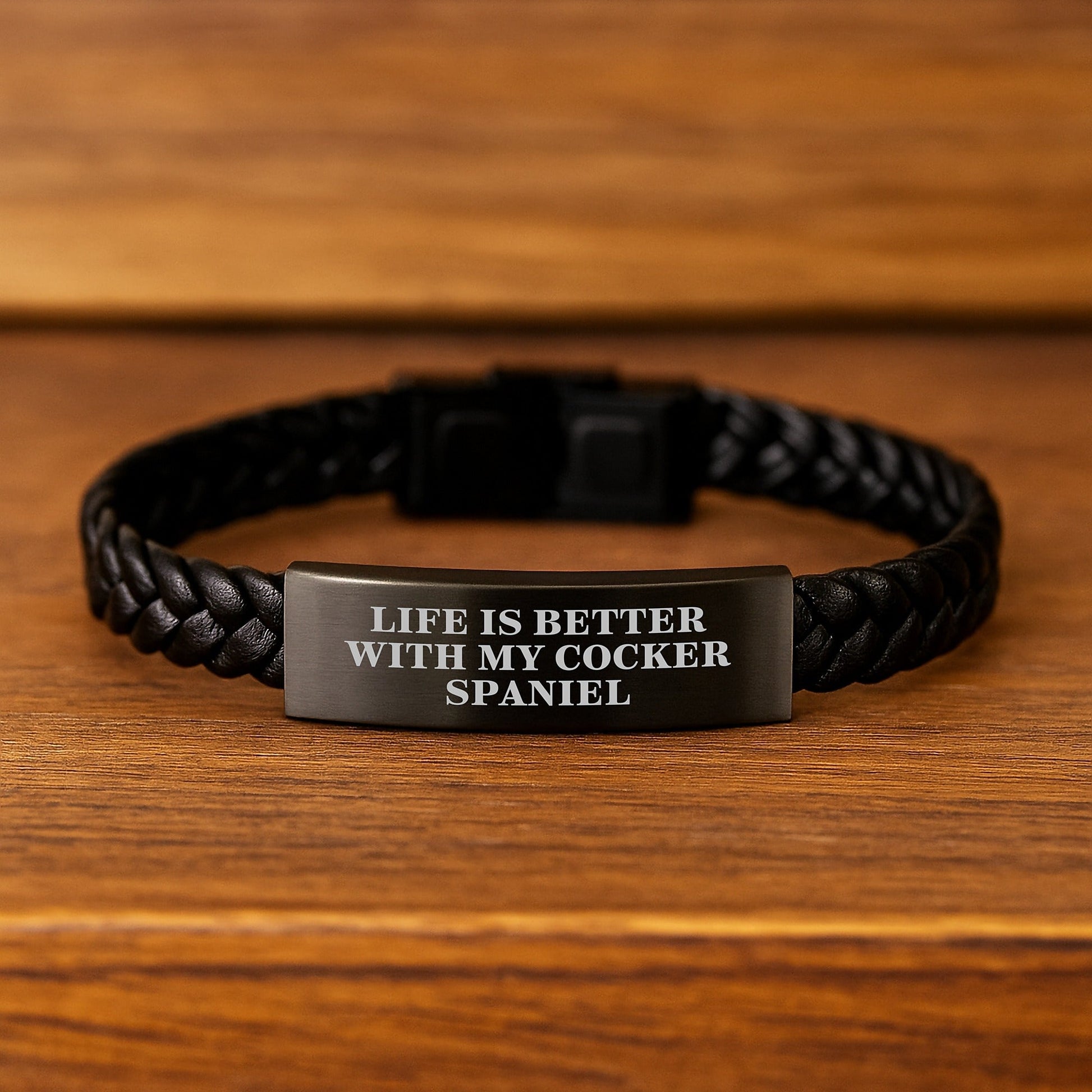 Cute Cocker Spaniel Dog Gifts - Life Is Better With My Cocker Spaniel Interlaced Leather Bracelet, Gifts from Friends to Family on Birthday - Unique Presents for Men and Women - Victory Thru Vision