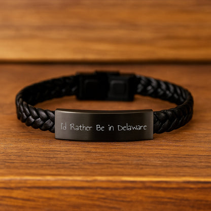 Delaware Enthusiast Gifts Funny Quote Interlaced Leather Bracelet for Men, Women, Friends, Family, Coworkers, or Yourself, Perfect for Graduation Unique Gifts - Victory Thru Vision