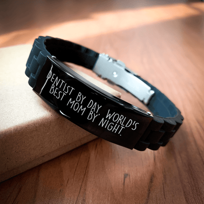 Dentist By Day, World's Best Mom By Night. Gifts from Mom to Dad, Glide lock Clasp Bracelet for Father's Day - Victory Thru Vision 